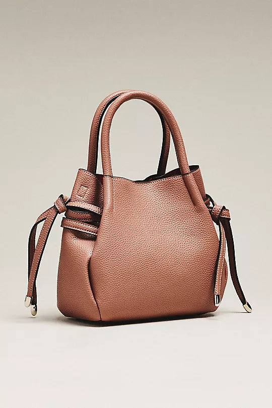 Mini Tulip‑Shape Faux Leather Drawstring Satchel Bag
