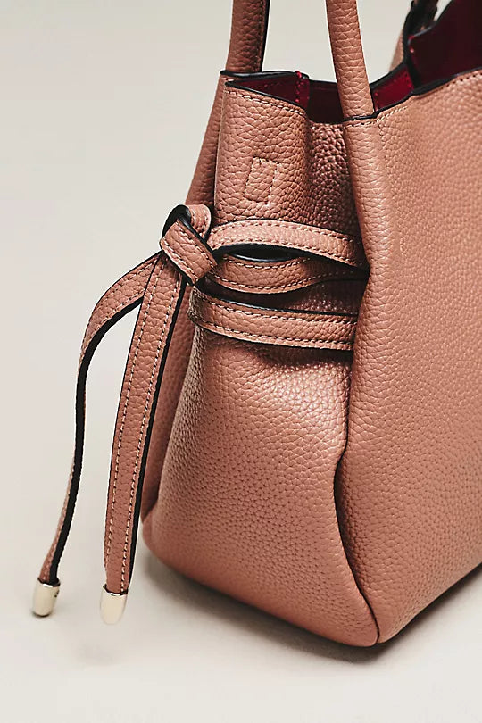 Mini Tulip‑Shape Faux Leather Drawstring Satchel Bag
