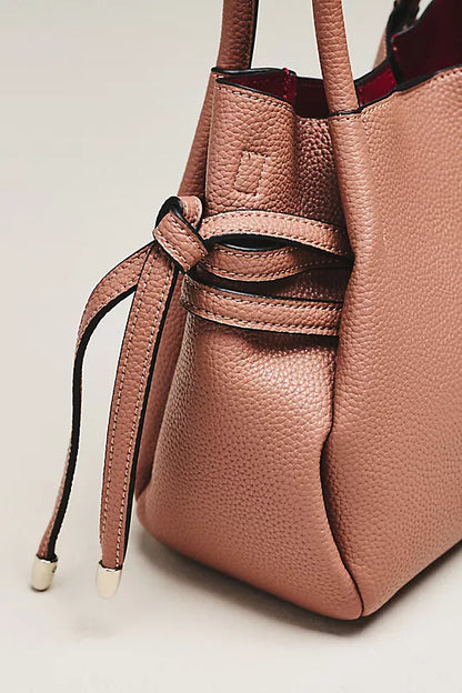 Mini Tulip‑Shape Faux Leather Drawstring Satchel Bag